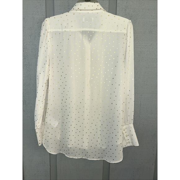 Untuckit Shirt Top Womens 6 Ivory Gold Fleck Sabrina Blouse Pleated Career Lux - Picture 11 of 15